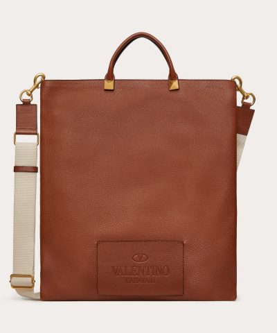 VALENTINO - IDENTITY FLAT LEATHER TOTE BAG